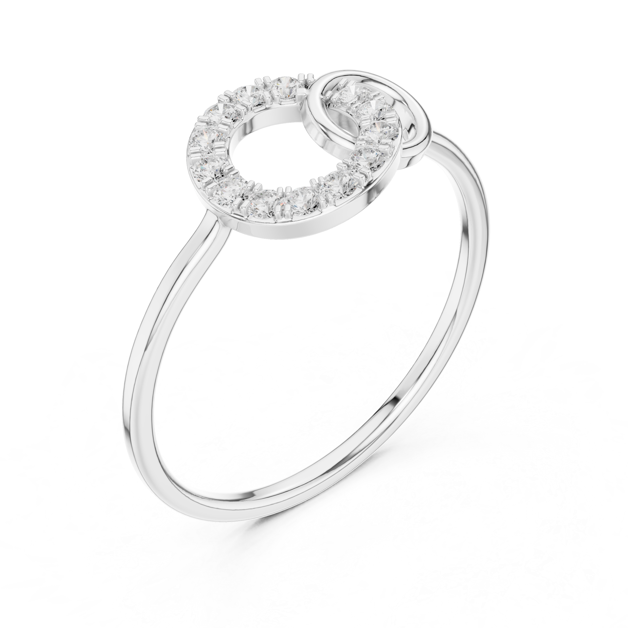 Ladies open circle diamond ring in gold with round lab grown diamonds by Signora Jewels