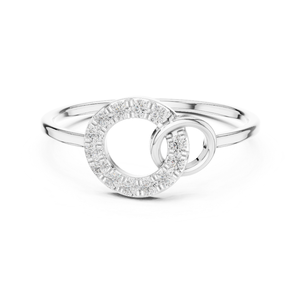 Ladies open circle diamond ring in gold with round lab grown diamonds by Signora Jewels