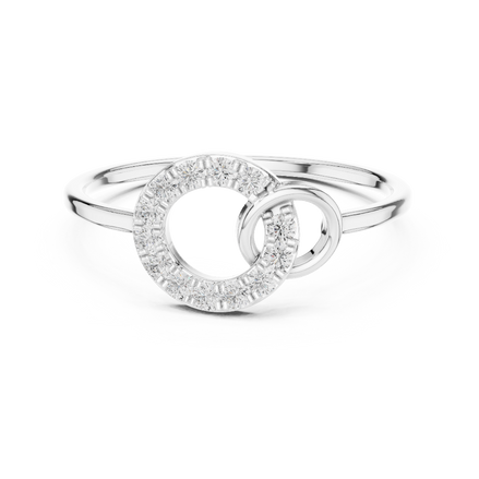 Ladies open circle diamond ring in gold with round lab grown diamonds by Signora Jewels