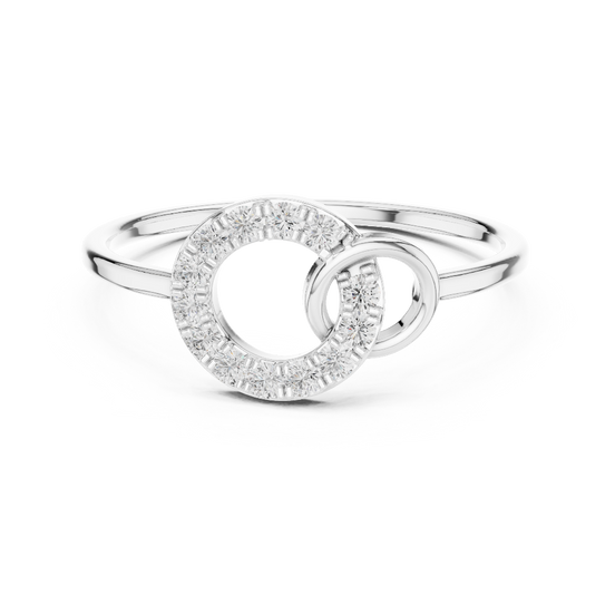 Ladies open circle diamond ring in gold with round lab grown diamonds by Signora Jewels