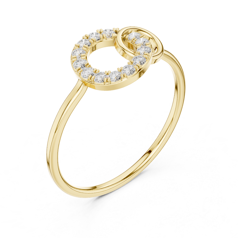 Ladies open circle diamond ring in gold with round lab grown diamonds by Signora Jewels