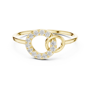 Round lab grown diamond open circle ring in yellow gold