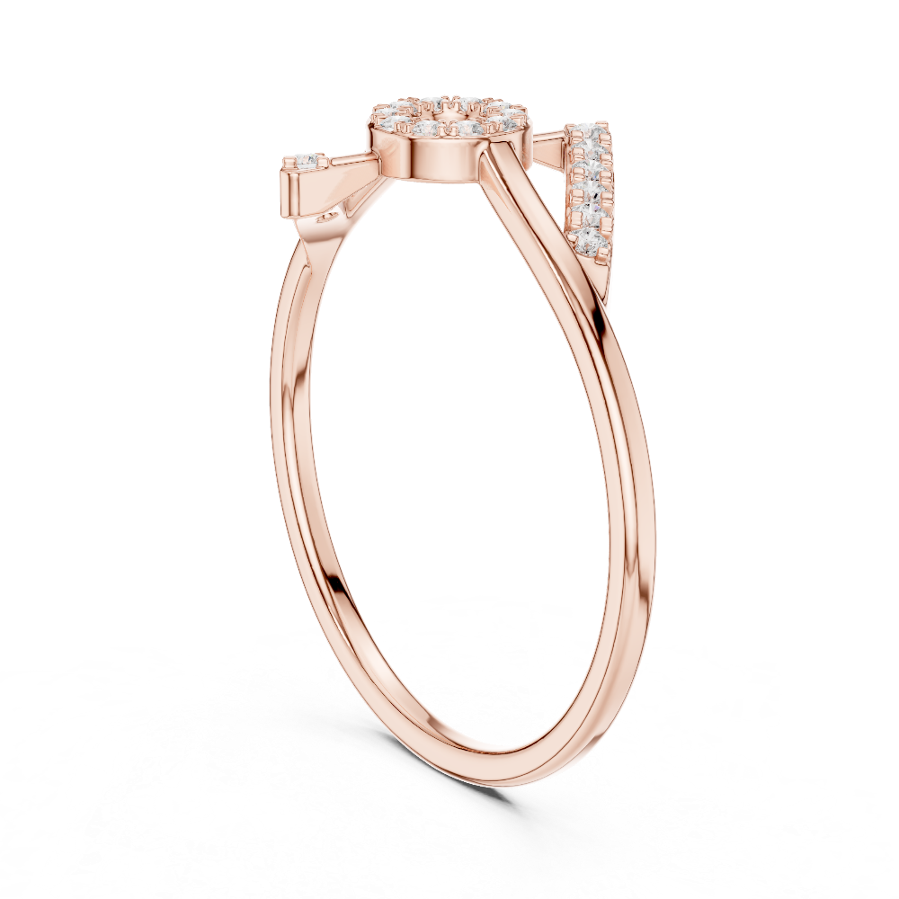 Ladies chevron diamond ring in gold with round lab grown diamonds by Signora Jewels