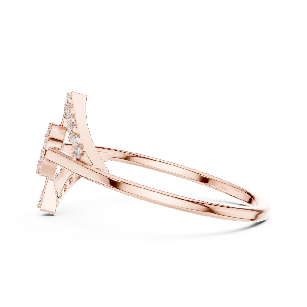 Ladies chevron diamond ring in gold with round lab grown diamonds by Signora Jewels