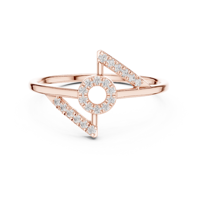 Ladies chevron diamond ring in gold with round lab grown diamonds by Signora Jewels