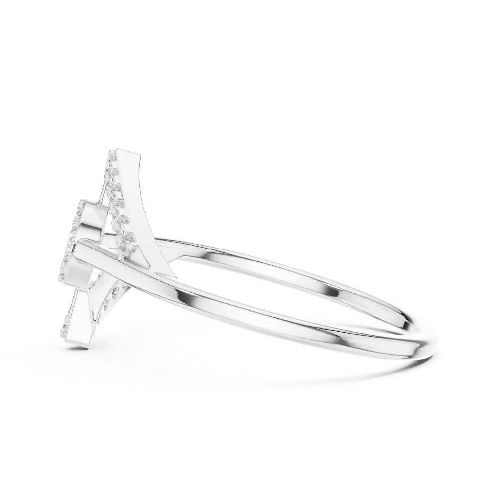 Ladies chevron diamond ring in gold with round lab grown diamonds by Signora Jewels