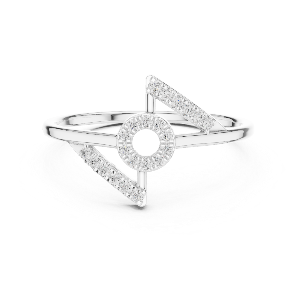Ladies chevron diamond ring in gold with round lab grown diamonds by Signora Jewels