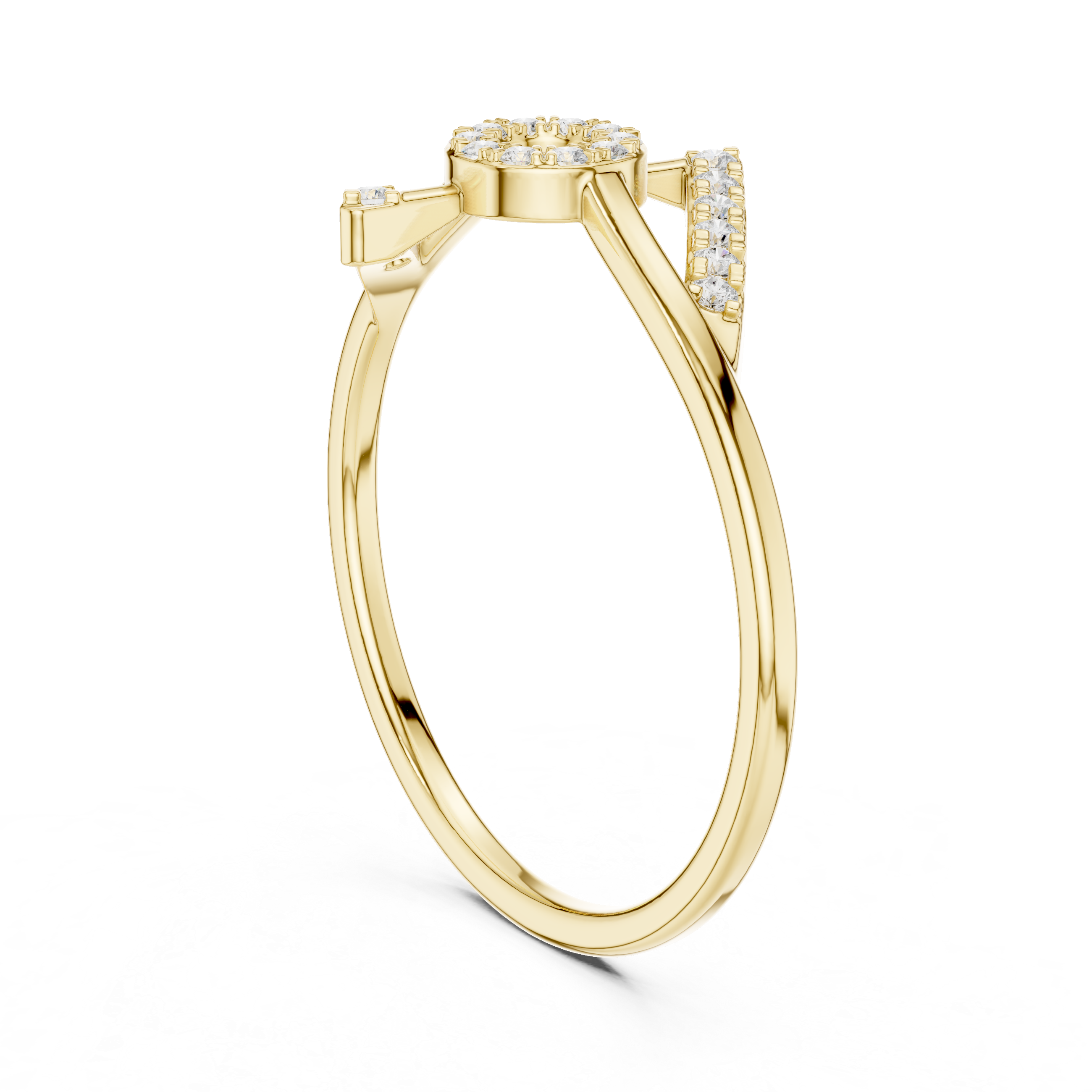 Ladies chevron diamond ring in gold with round lab grown diamonds by Signora Jewels