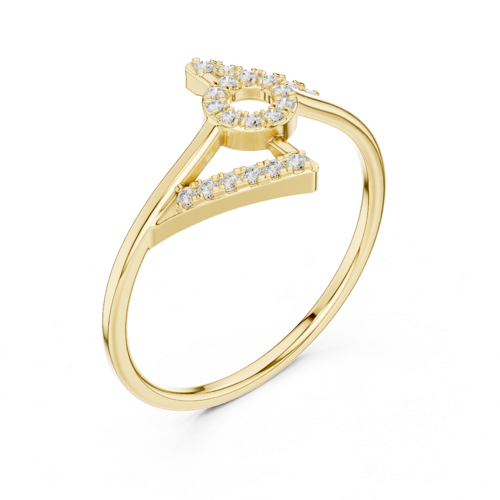Ladies chevron diamond ring in gold with round lab grown diamonds by Signora Jewels
