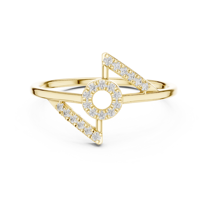 Ladies chevron diamond ring in gold with round lab grown diamonds by Signora Jewels