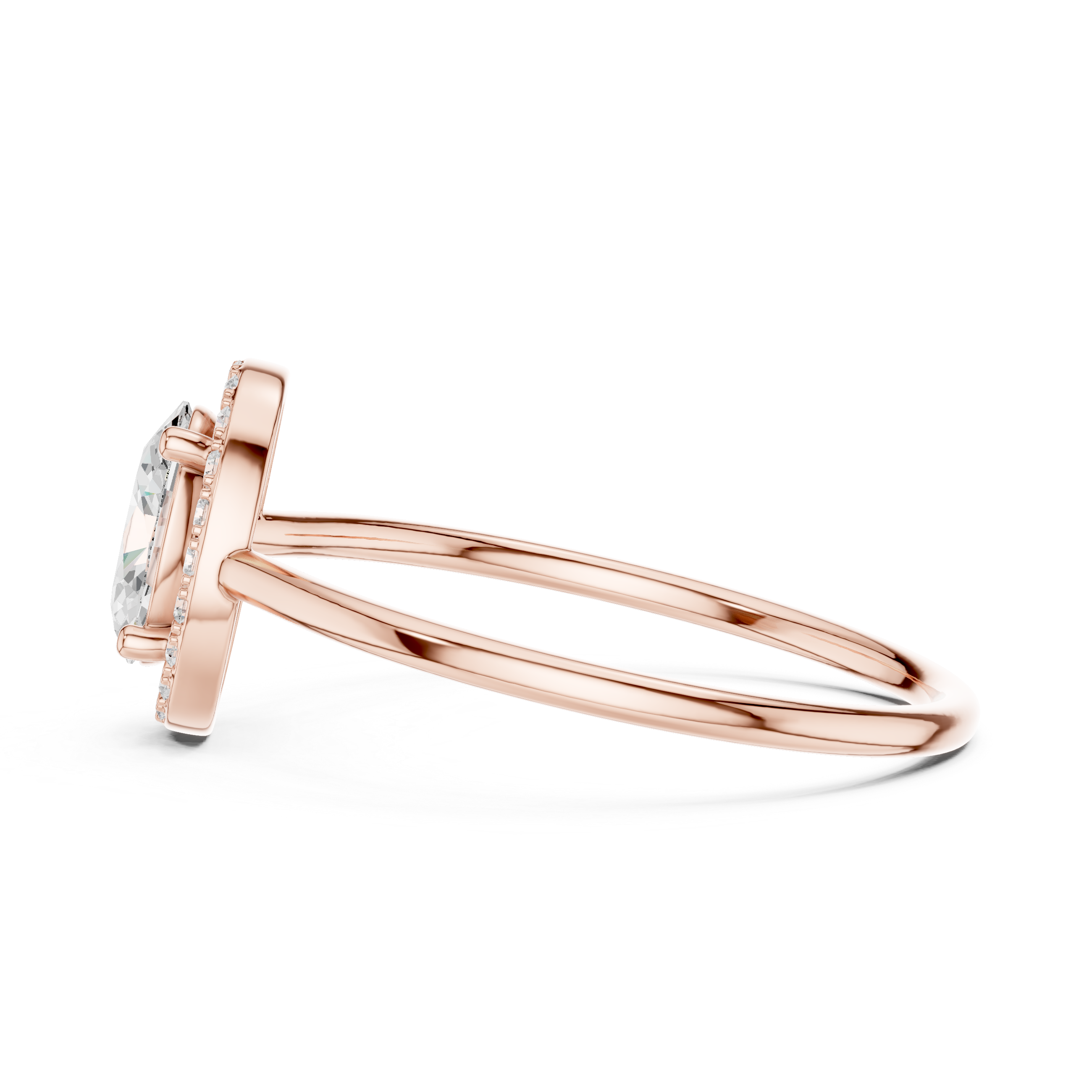 Ladies oval halo diamond ring in gold with oval and round lab grown diamonds by Signora Jewels