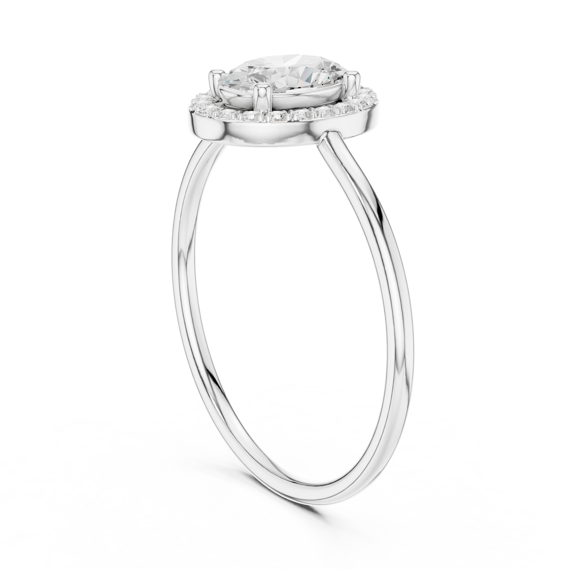 Ladies oval halo diamond ring in gold with oval and round lab grown diamonds by Signora Jewels