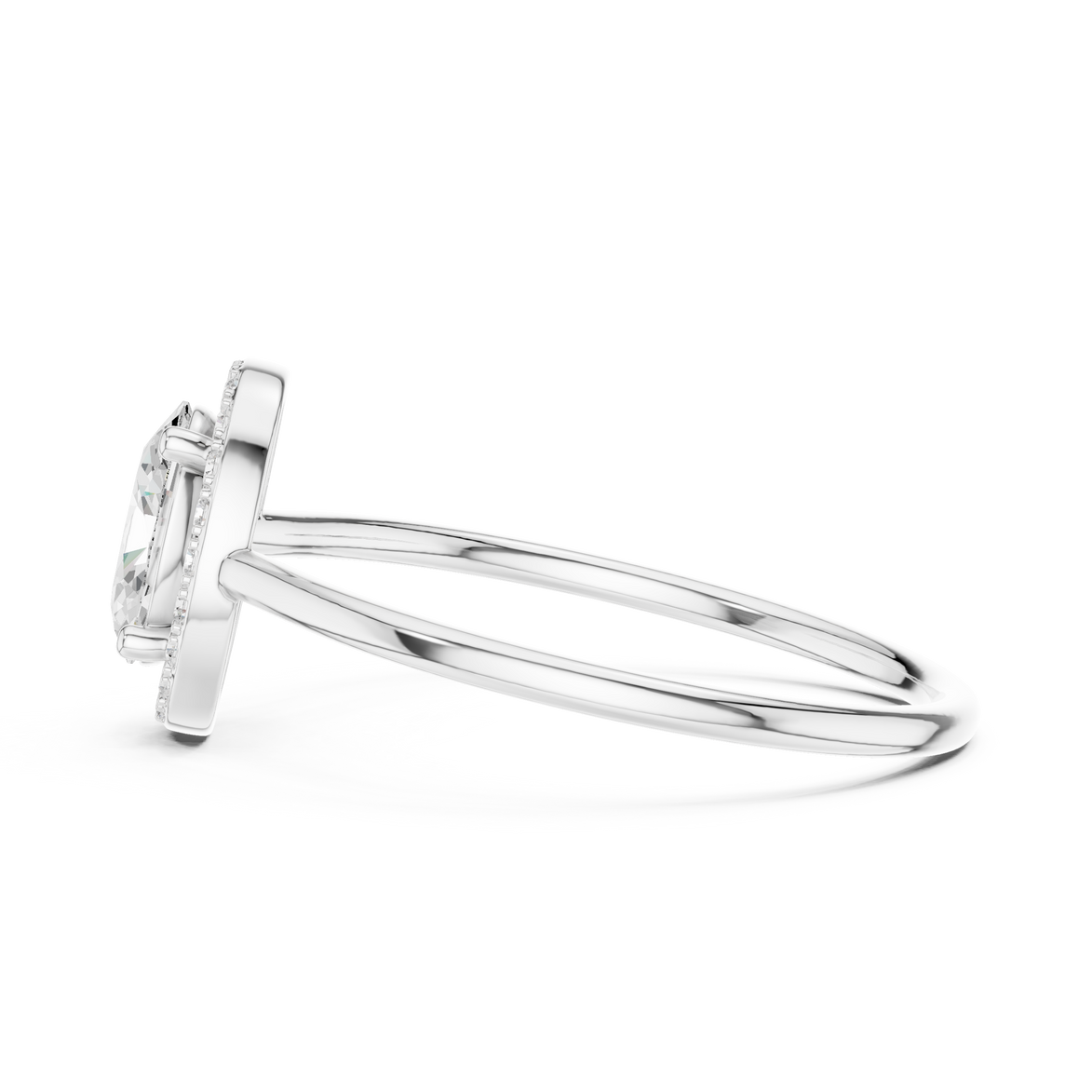 Ladies oval halo diamond ring in gold with oval and round lab grown diamonds by Signora Jewels