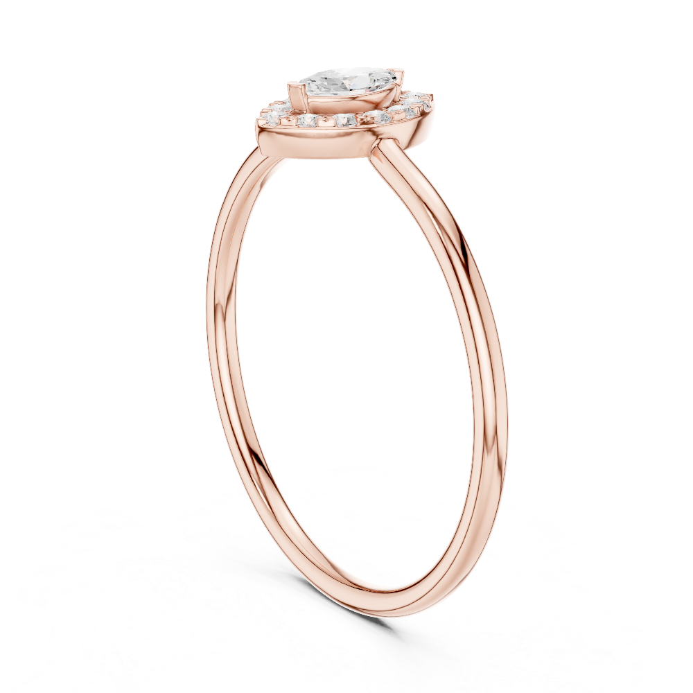 Ladies marquise halo diamond ring in gold with marquise and round lab grown diamonds by Signora Jewels