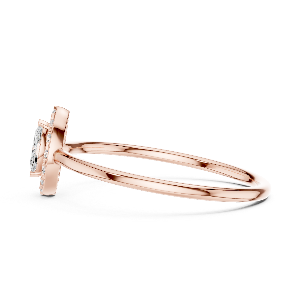 Ladies marquise halo diamond ring in gold with marquise and round lab grown diamonds by Signora Jewels