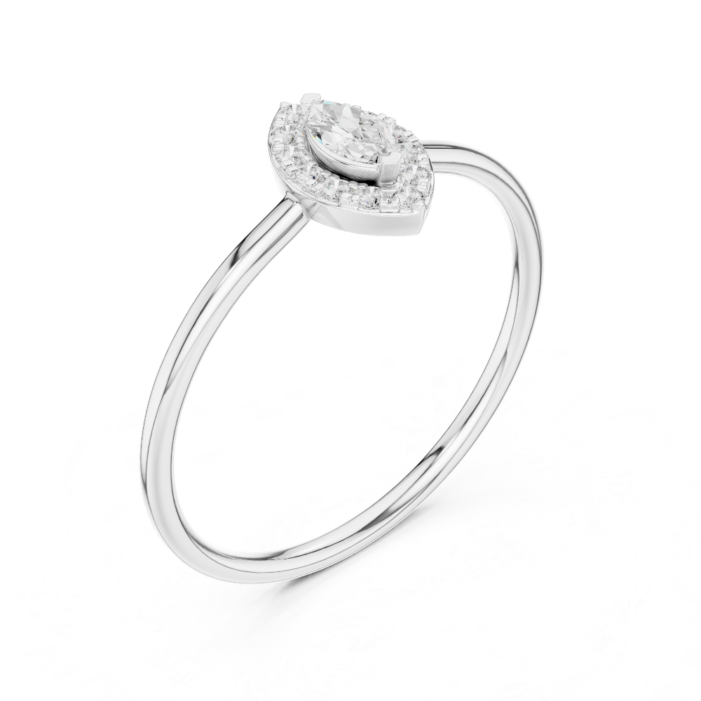 Ladies marquise halo diamond ring in gold with marquise and round lab grown diamonds by Signora Jewels