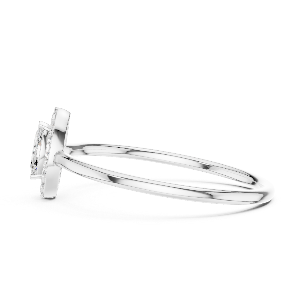 Ladies marquise halo diamond ring in gold with marquise and round lab grown diamonds by Signora Jewels