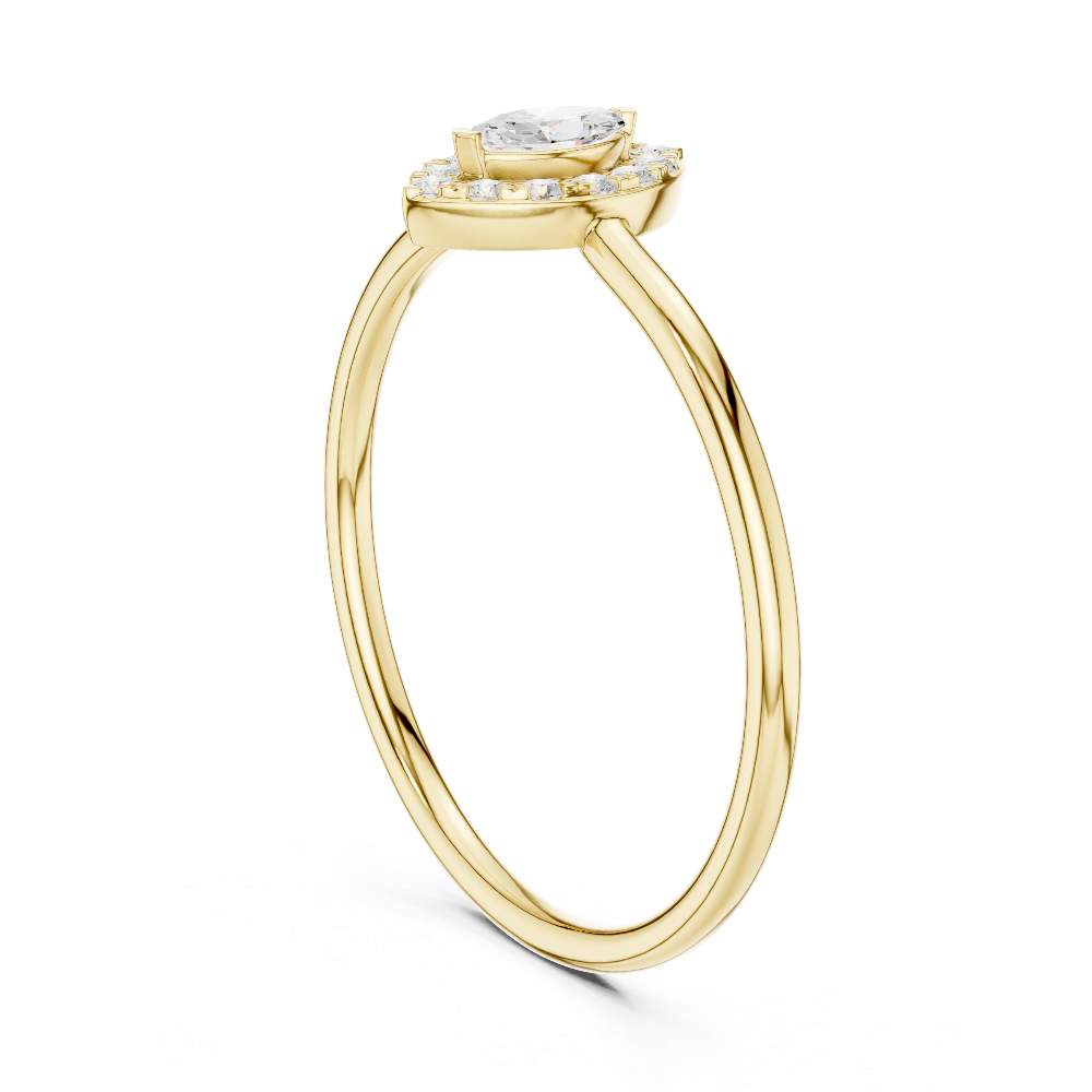 Ladies marquise halo diamond ring in gold with marquise and round lab grown diamonds by Signora Jewels
