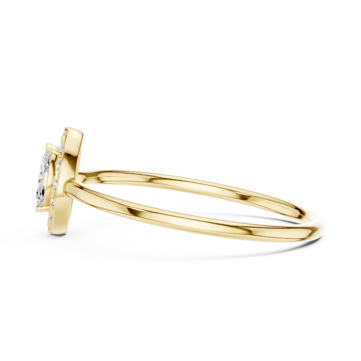 Ladies marquise halo diamond ring in gold with marquise and round lab grown diamonds by Signora Jewels