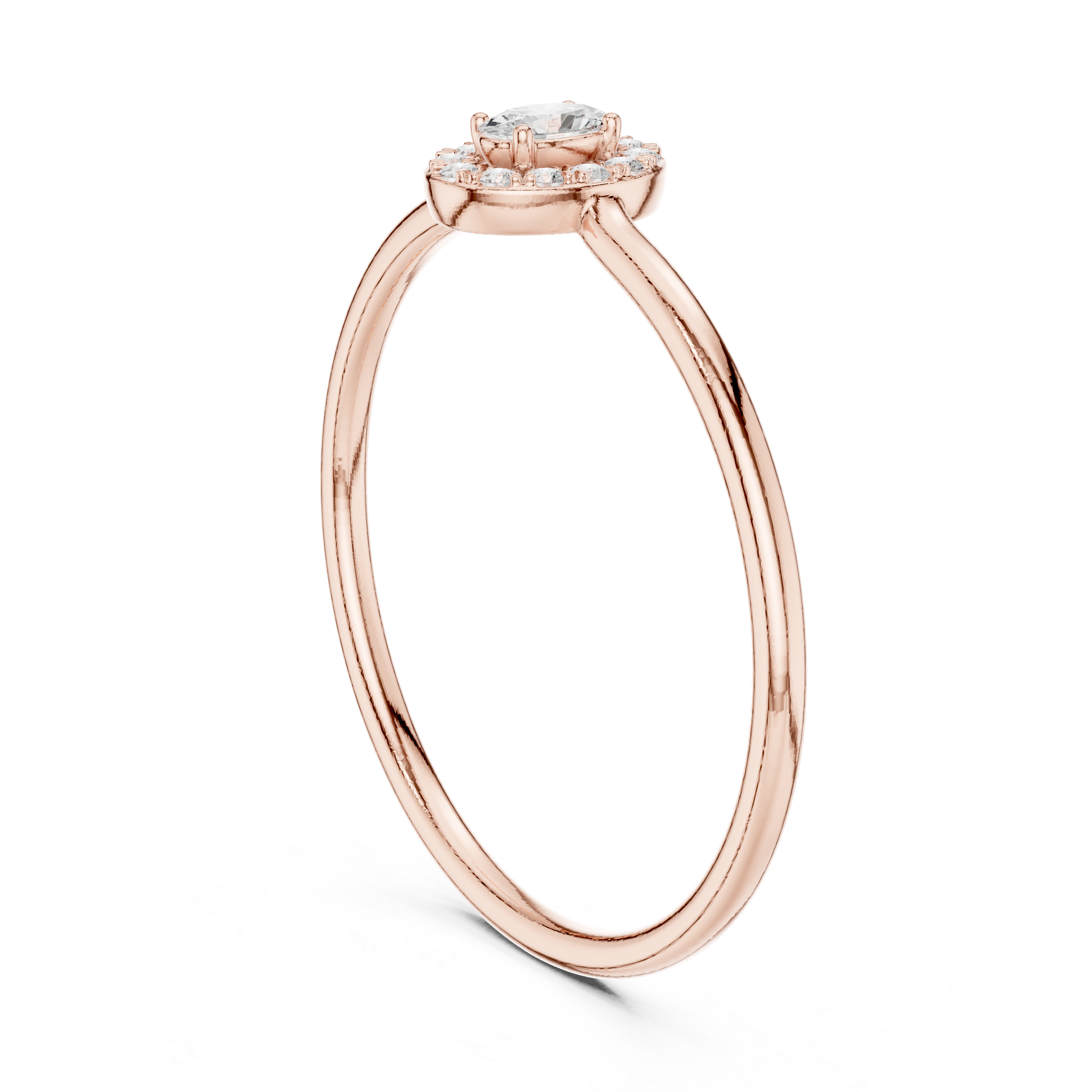 Ladies oval halo diamond ring in gold with oval and round lab grown diamonds by Signora Jewels