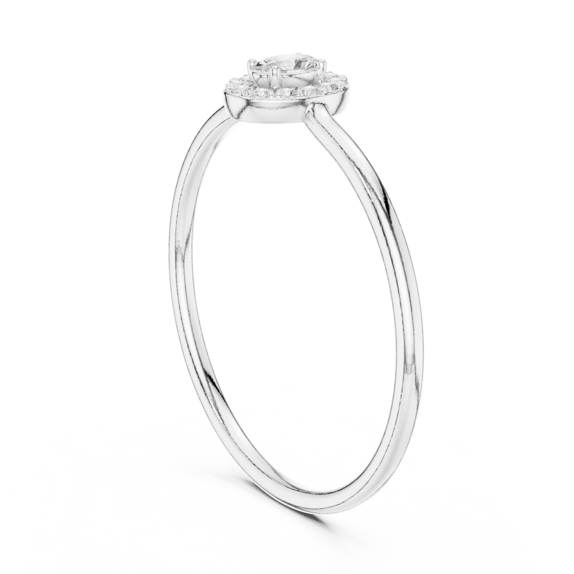 Ladies oval halo diamond ring in gold with oval and round lab grown diamonds by Signora Jewels
