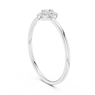 Oval lab grown diamond halo ring in white gold