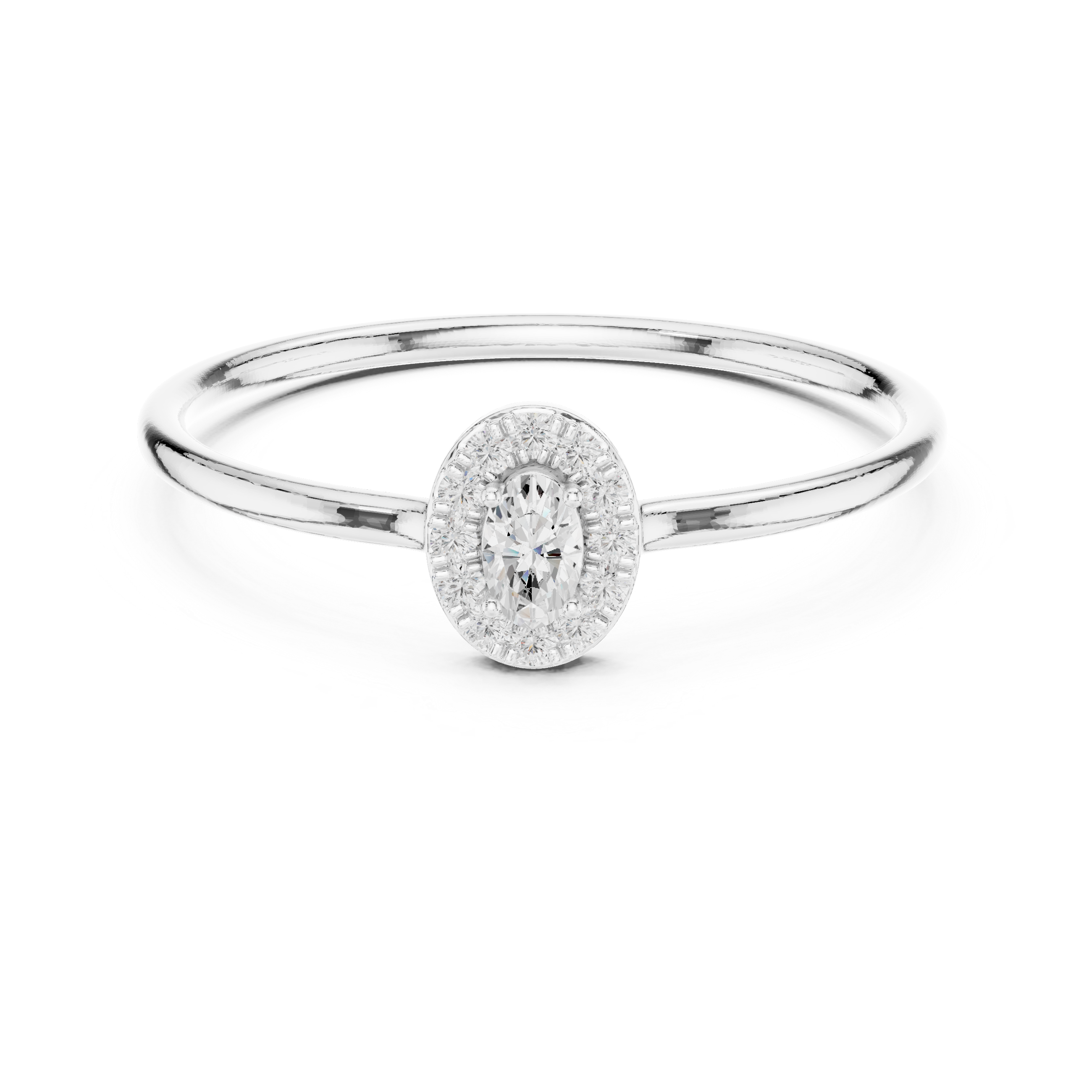 Ladies oval halo diamond ring in gold with oval and round lab grown diamonds by Signora Jewels