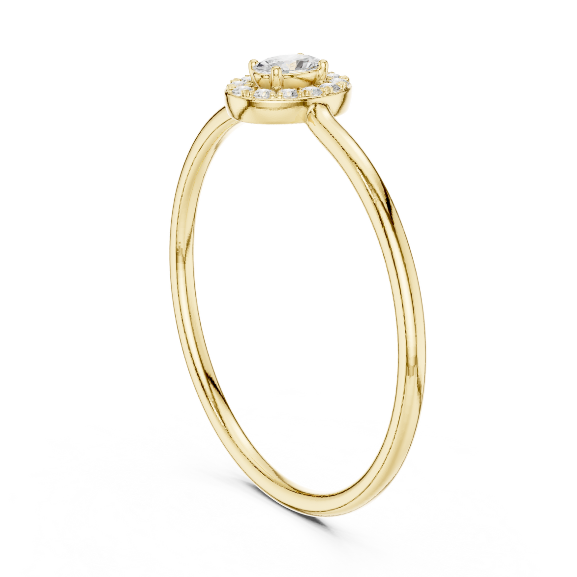 Ladies oval halo diamond ring in gold with oval and round lab grown diamonds by Signora Jewels