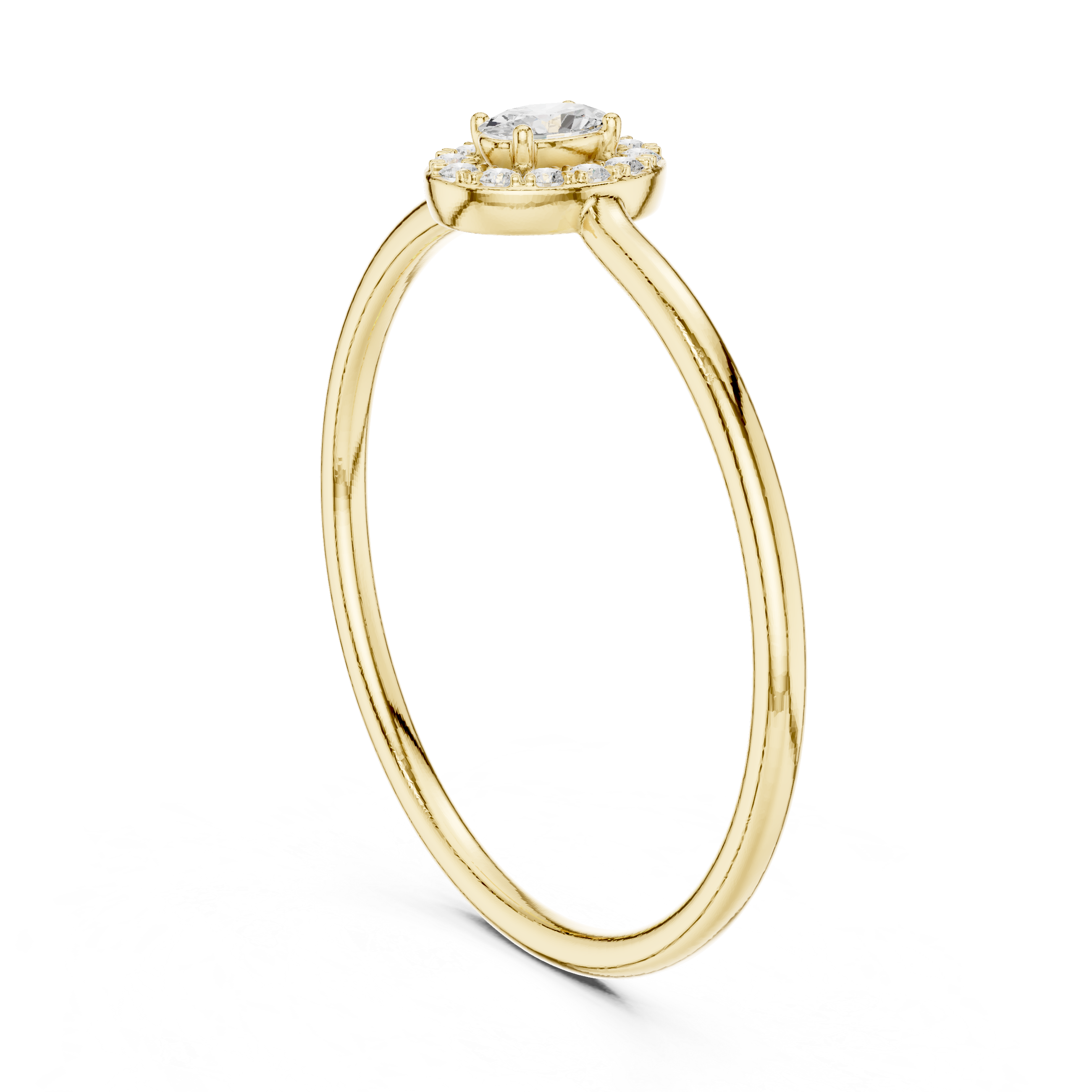 Ladies oval halo diamond ring in gold with oval and round lab grown diamonds by Signora Jewels
