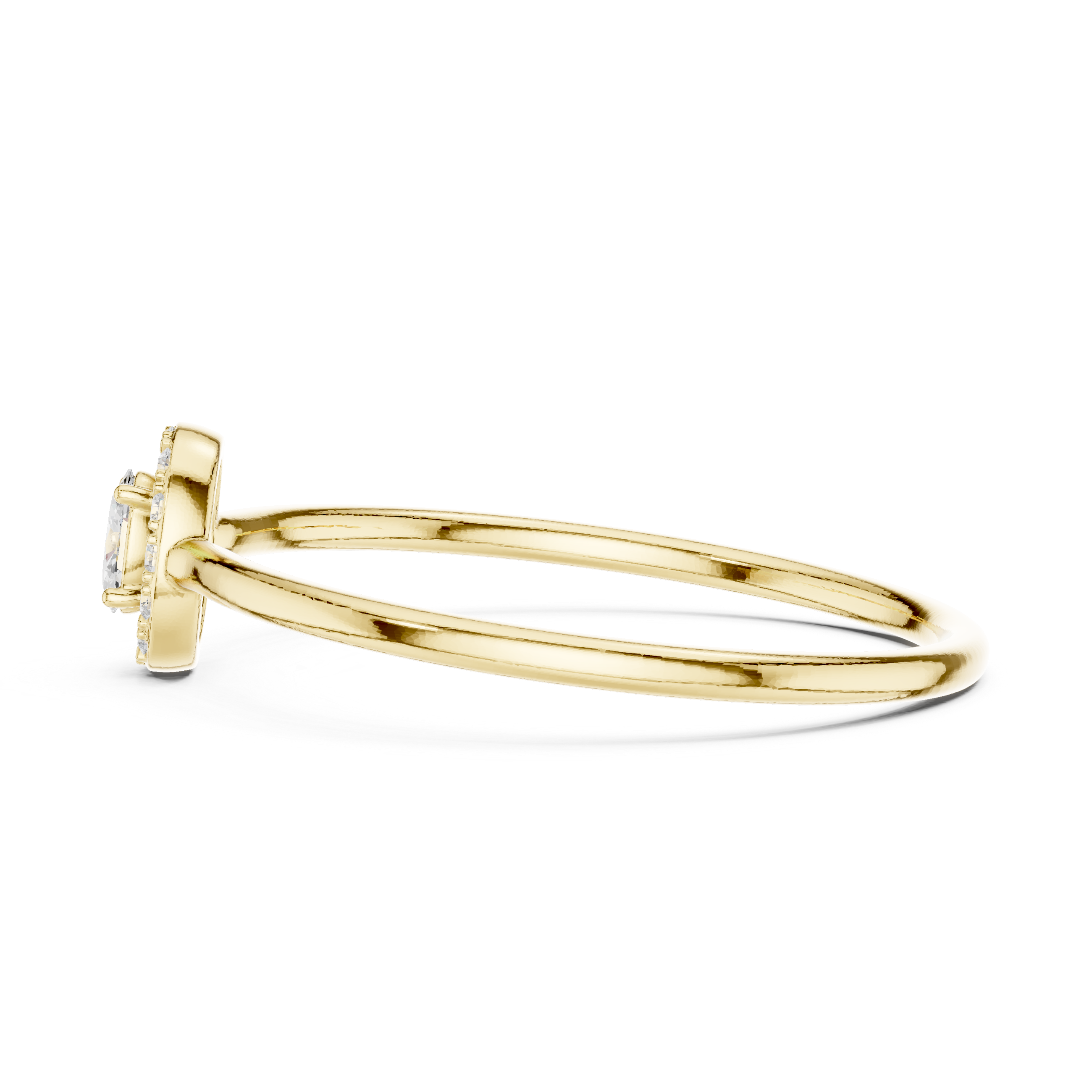Ladies oval halo diamond ring in gold with oval and round lab grown diamonds by Signora Jewels