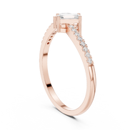 Ladies pear emerald diamond ring in gold with pear emerald and round lab grown diamonds by Signora Jewels