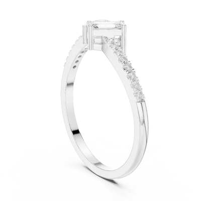 Pear and emerald lab grown diamond toi et moi ring in white gold