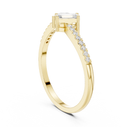 Ladies pear emerald diamond ring in gold with pear emerald and round lab grown diamonds by Signora Jewels