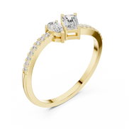 Ladies pear emerald diamond ring in gold with pear emerald and round lab grown diamonds by Signora Jewels