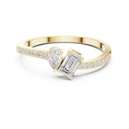 Ladies pear emerald diamond ring in gold with pear emerald and round lab grown diamonds by Signora Jewels