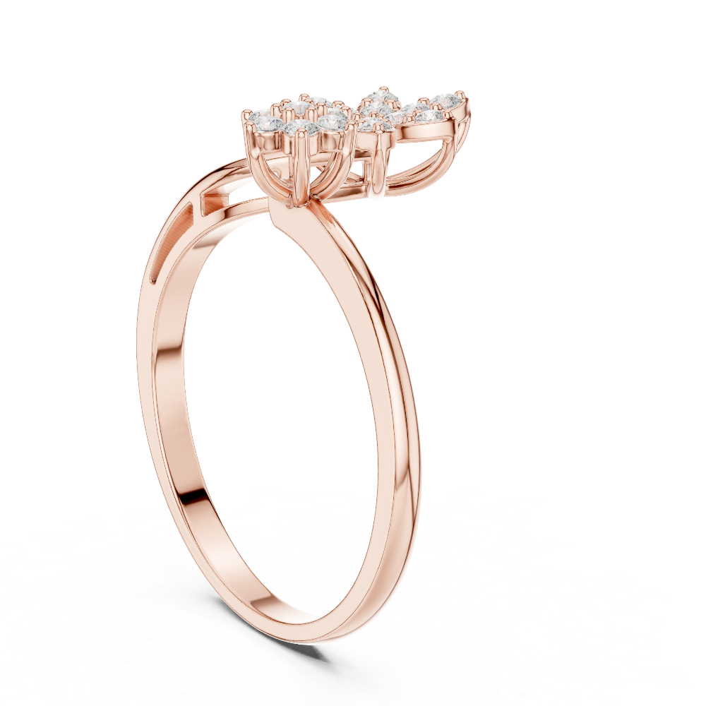 Ladies floral bypass diamond ring in gold with round lab grown diamonds by Signora Jewels