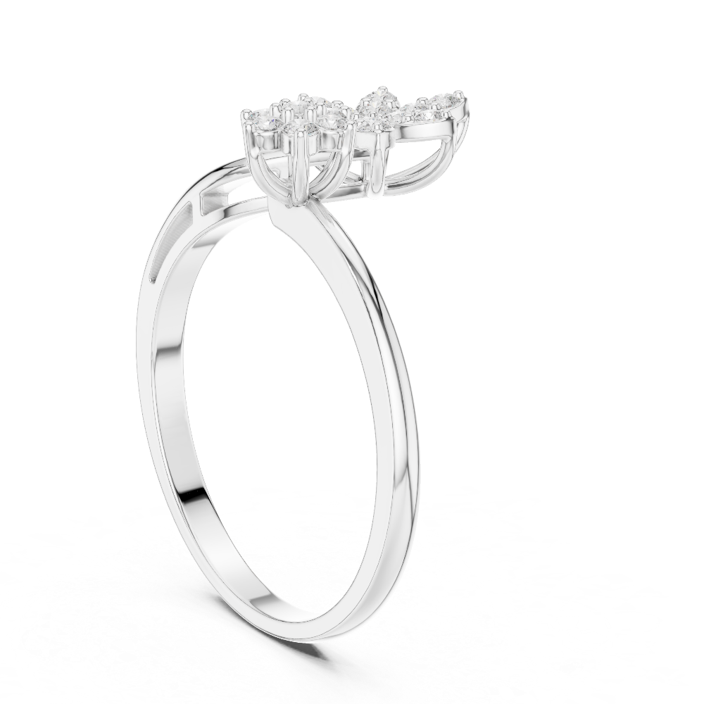 Ladies floral bypass diamond ring in gold with round lab grown diamonds by Signora Jewels