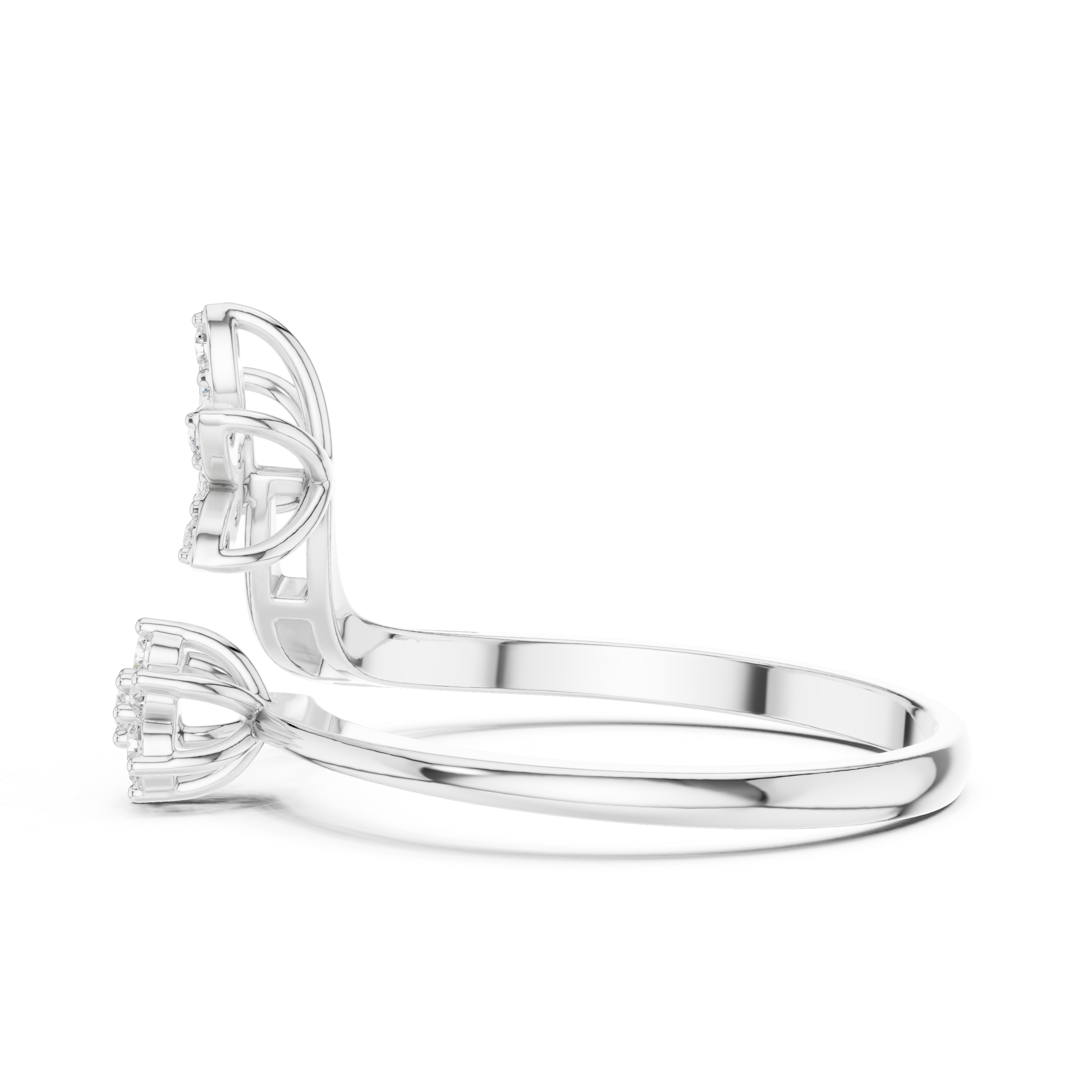 Ladies floral bypass diamond ring in gold with round lab grown diamonds by Signora Jewels