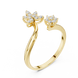 Ladies floral bypass diamond ring in gold with round lab grown diamonds by Signora Jewels