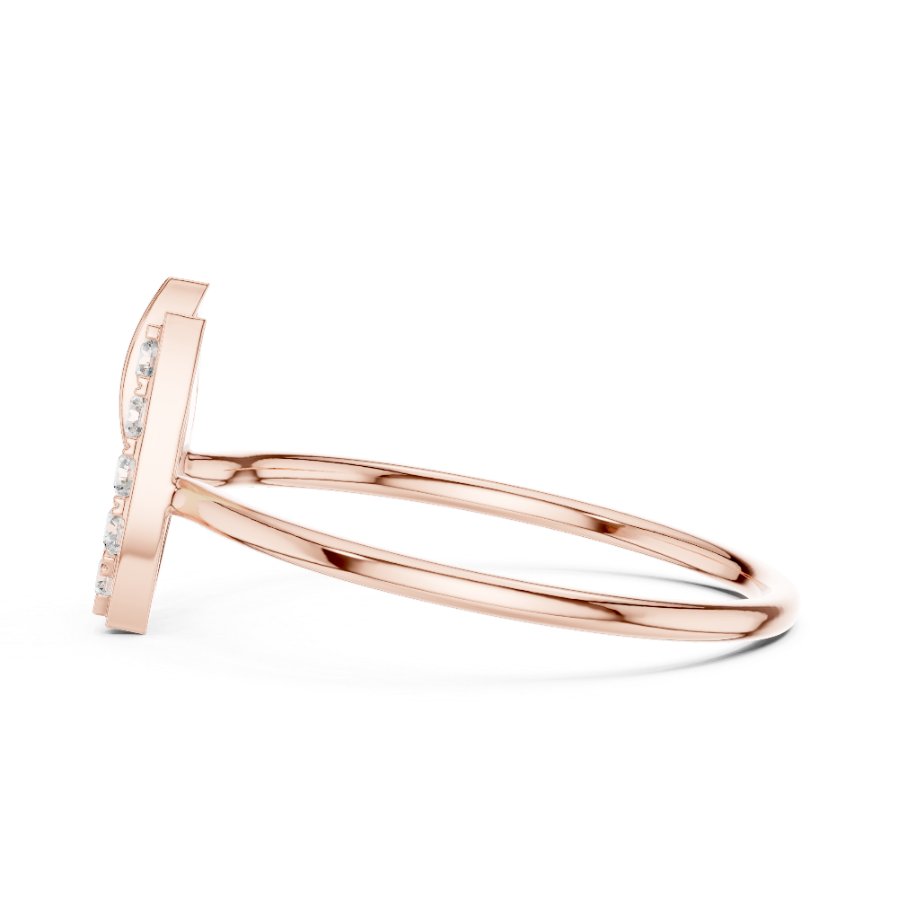 Ladies crescent diamond ring in gold with round lab grown diamonds by Signora Jewels