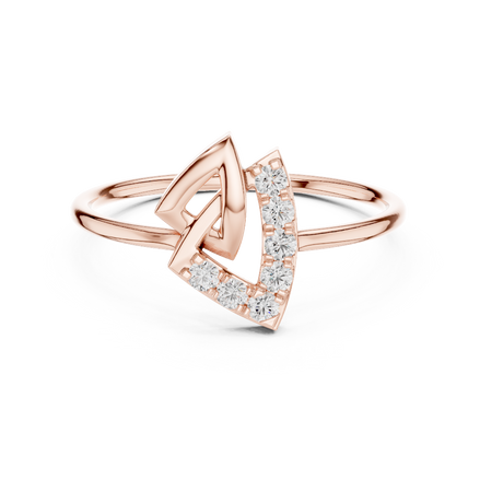 Ladies crescent diamond ring in gold with round lab grown diamonds by Signora Jewels