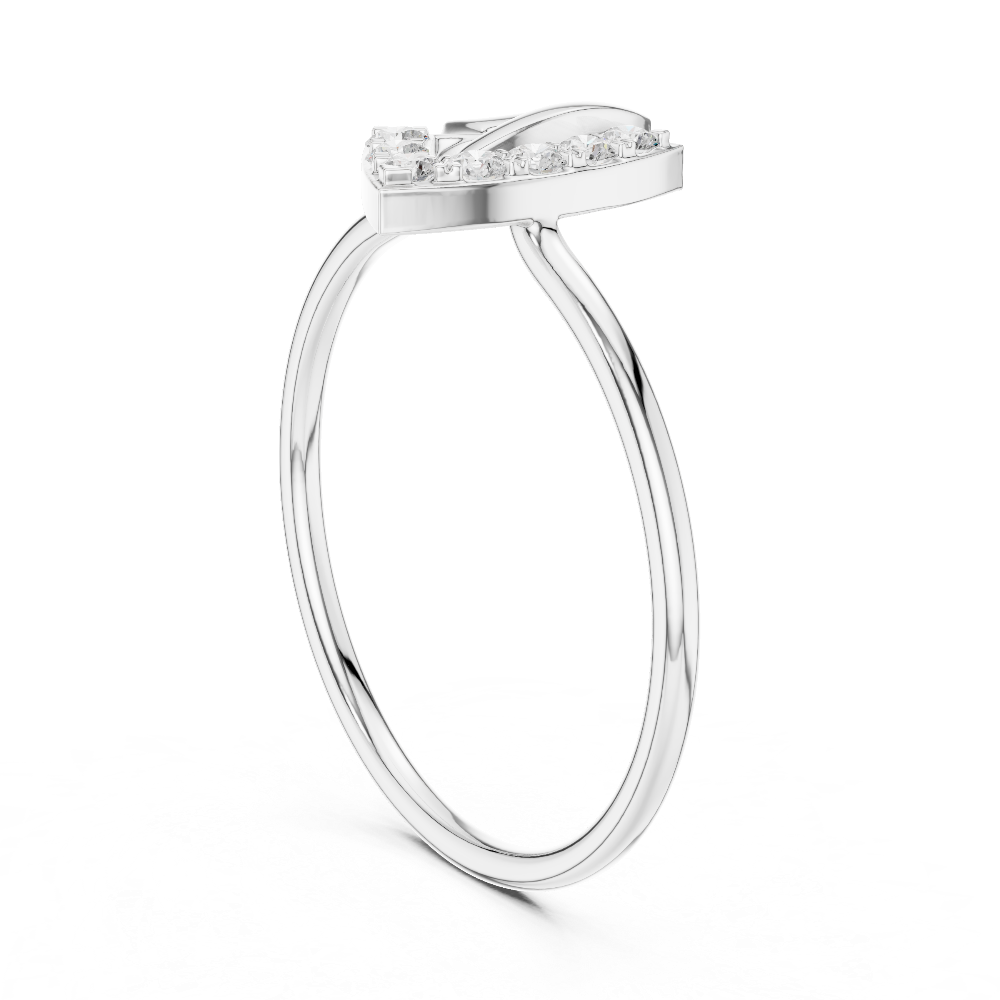 Ladies crescent diamond ring in gold with round lab grown diamonds by Signora Jewels