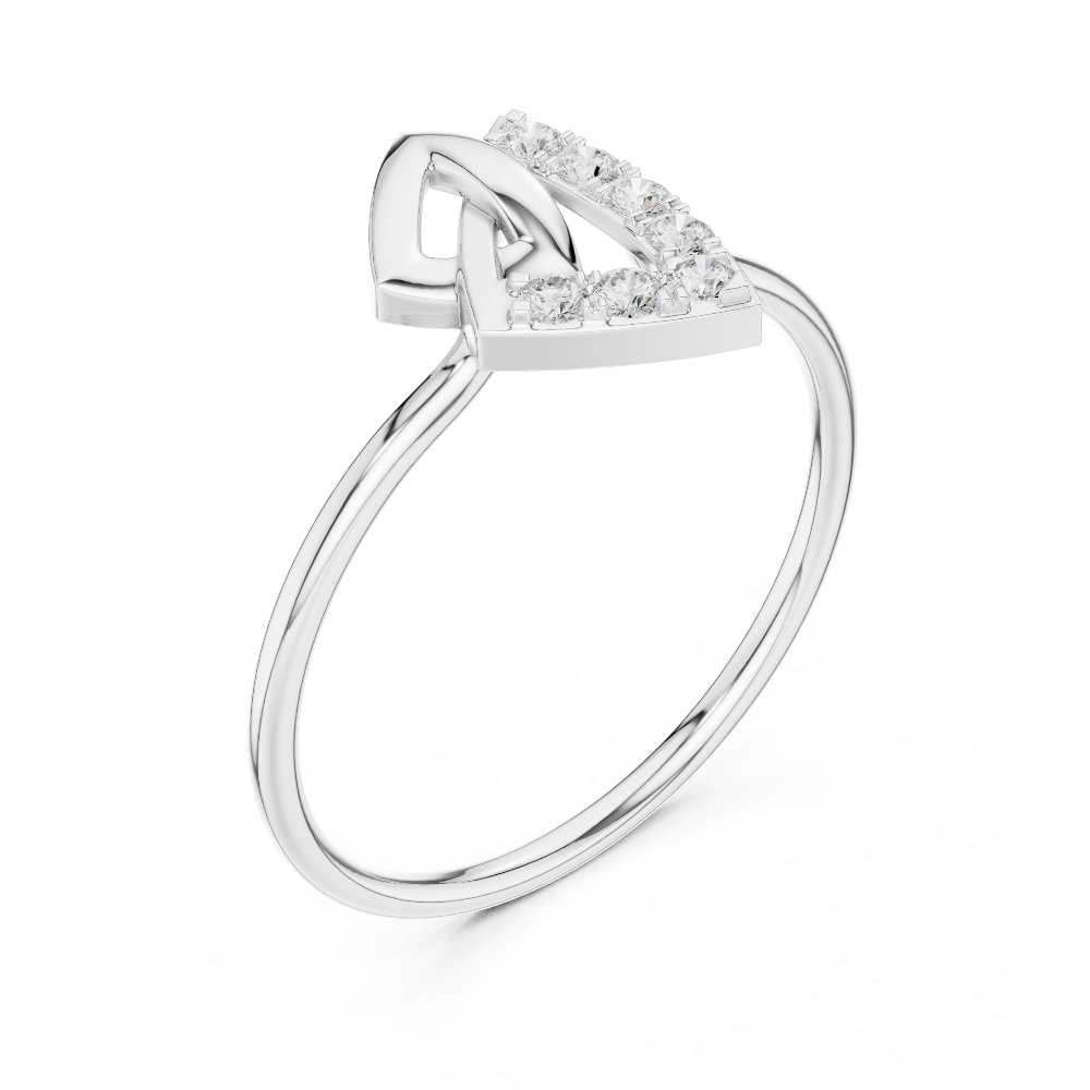 Ladies crescent diamond ring in gold with round lab grown diamonds by Signora Jewels