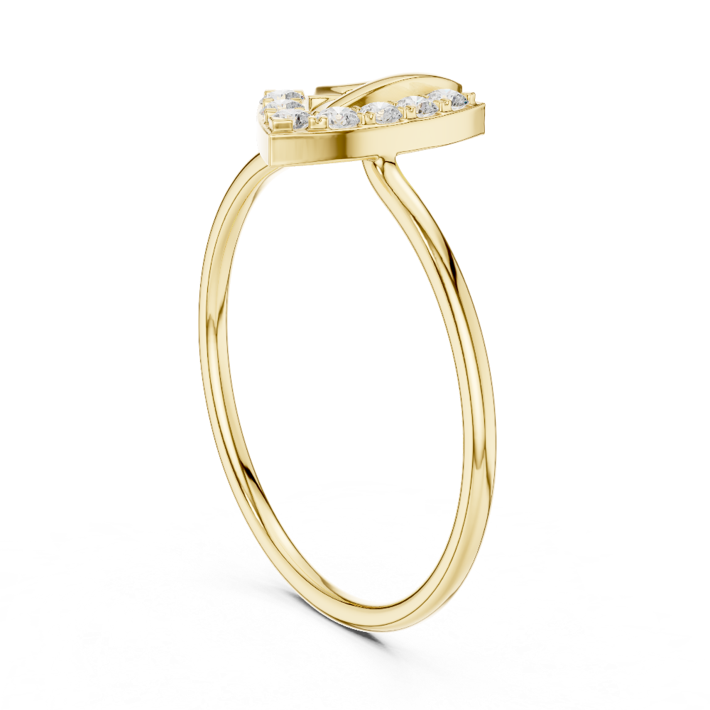 Ladies crescent diamond ring in gold with round lab grown diamonds by Signora Jewels