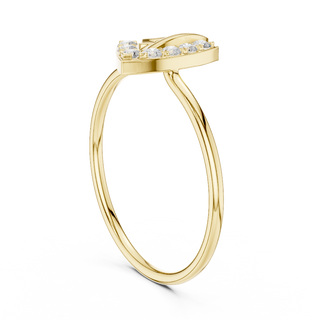 round diamond geometric open ring in yellow gold