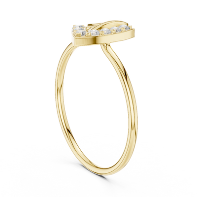 round diamond geometric open ring in yellow gold