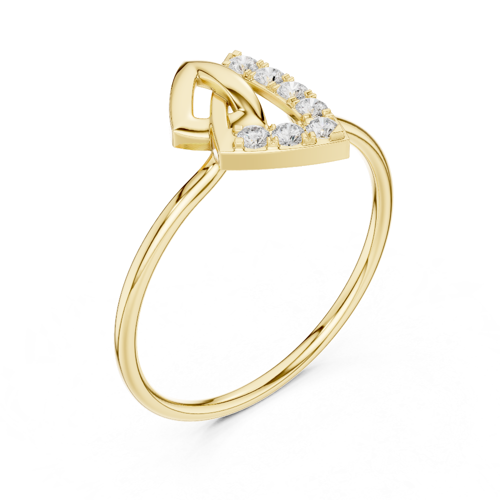 Ladies crescent diamond ring in gold with round lab grown diamonds by Signora Jewels