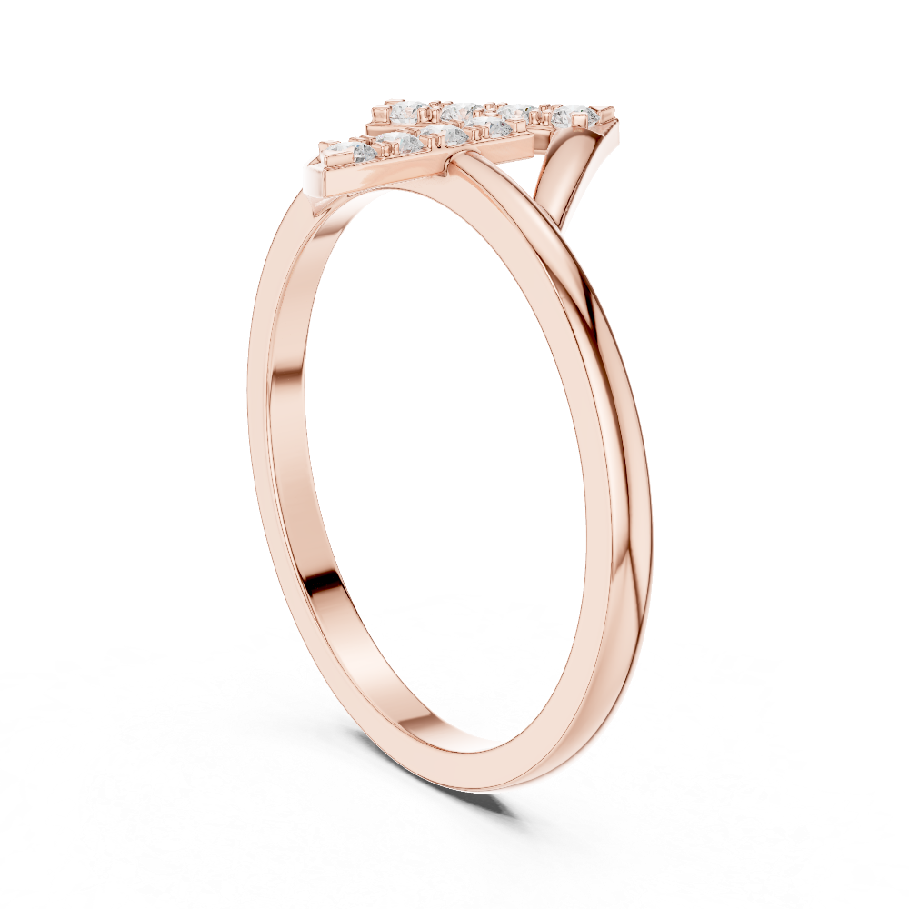 Ladies triangle diamond ring in gold with round lab grown diamonds by Signora Jewels
