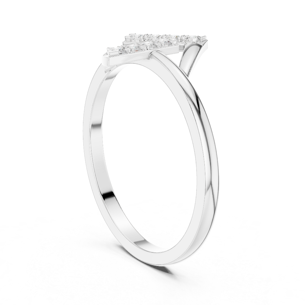 Ladies triangle diamond ring in gold with round lab grown diamonds by Signora Jewels