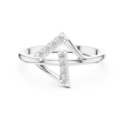 Ladies triangle diamond ring in gold with round lab grown diamonds by Signora Jewels